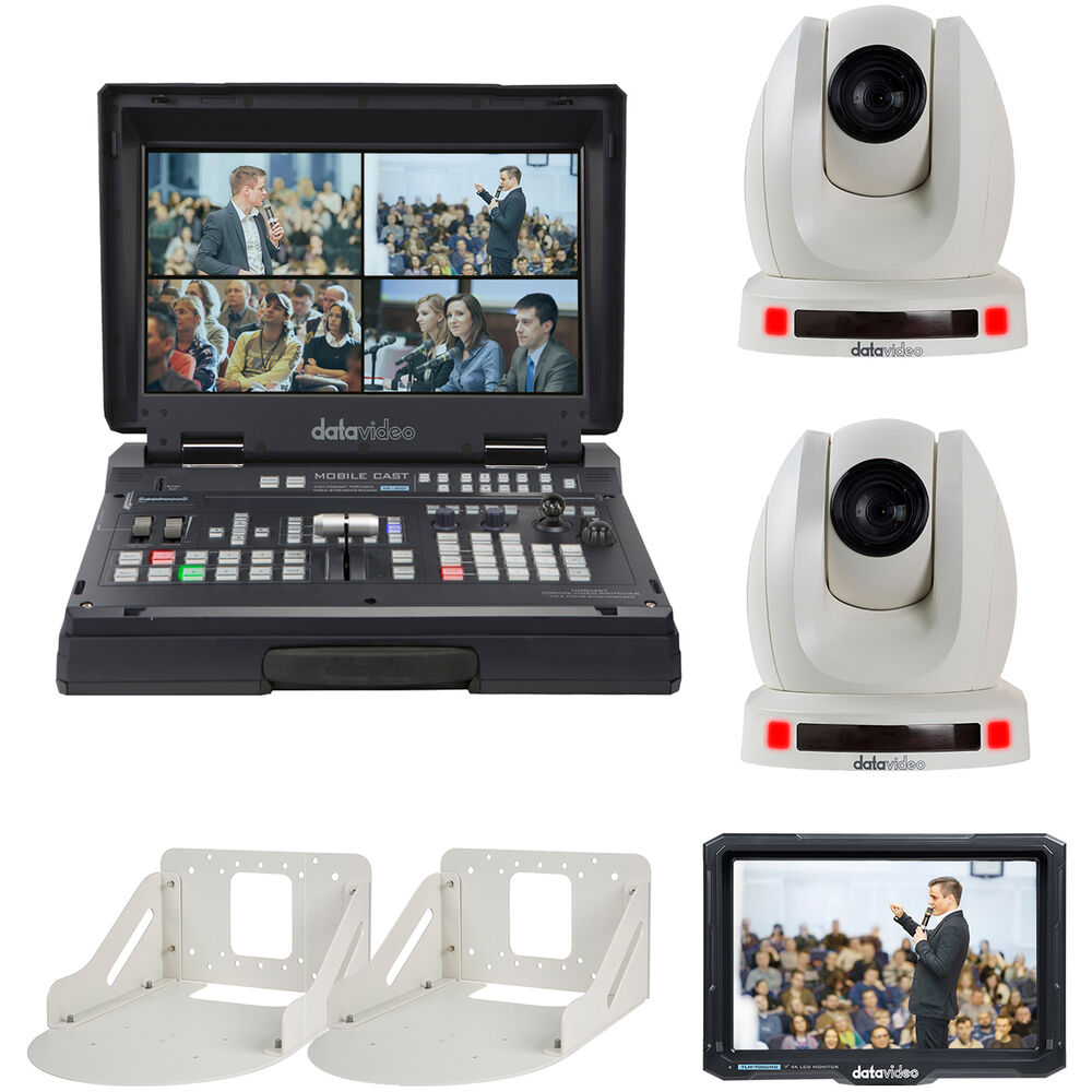 Datavideo HS-1600T Mark II Portable Web Production Studio with 2 x PTZ Cameras & Wall Mounts (White)