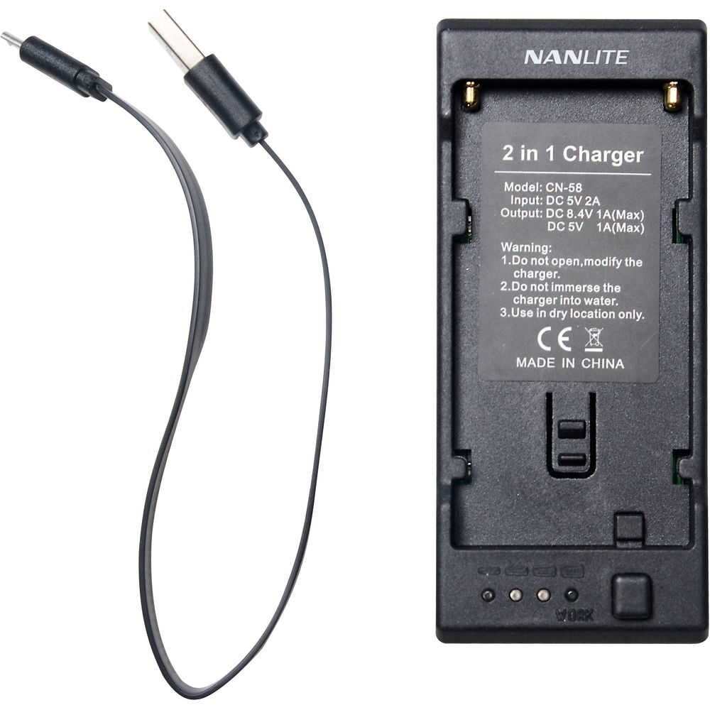 Nanlite 2-in-1 Reciprical Battery Charger for NP-F-Style Batteries