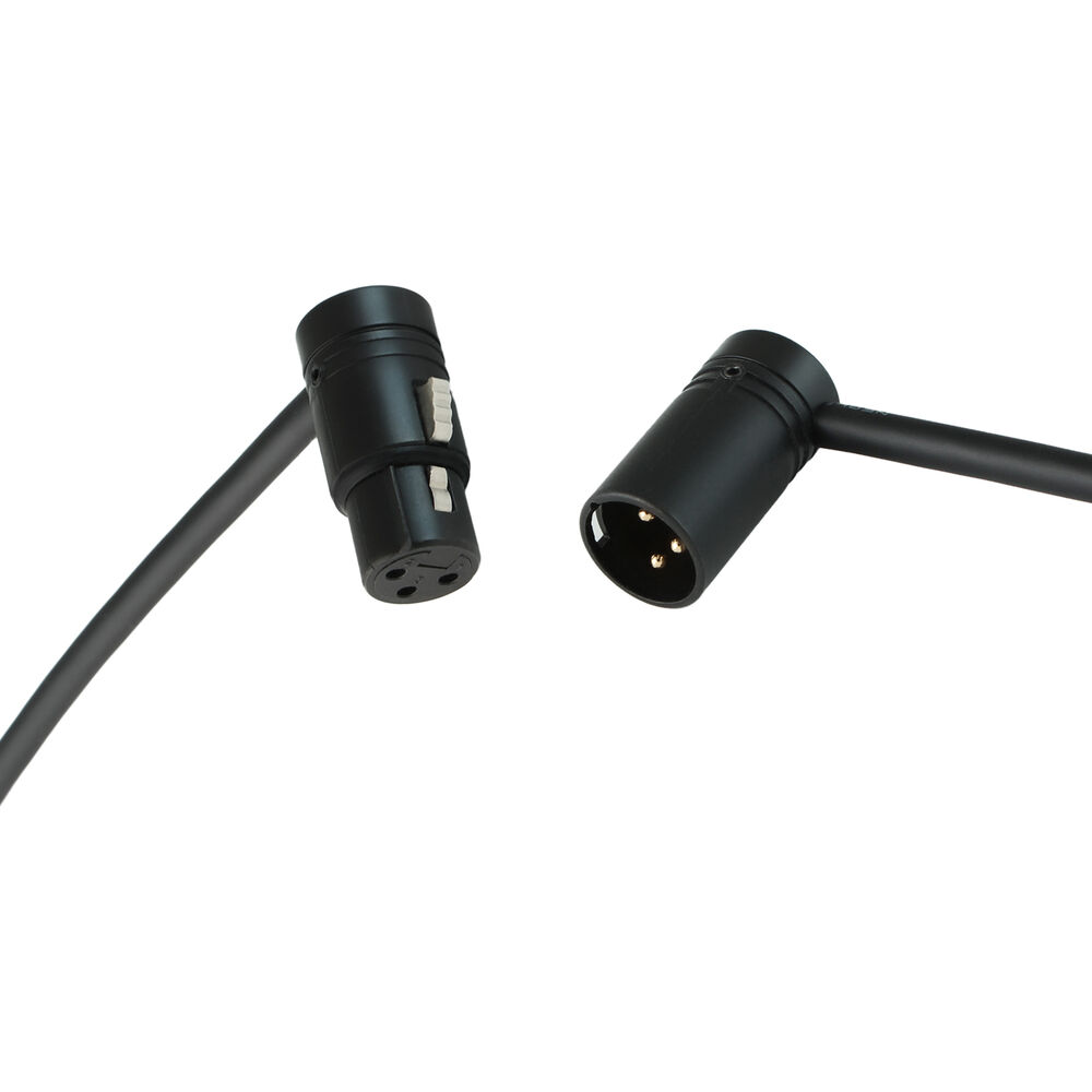 Cable Techniques Low-Profile Right-Angle XLR Female to Low-Profile Right-Angle XLR Male Premium QUAD Cable (Black Cap, 15')